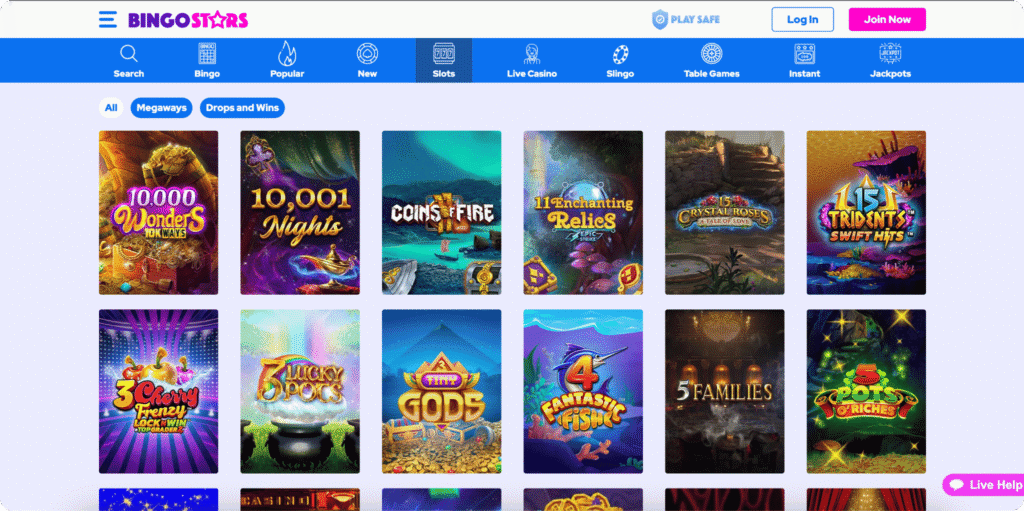 BingoStars Casino Slots Lobby