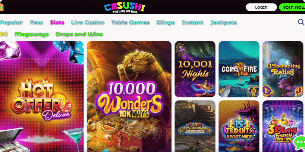 Casushi Casino Games Lobby