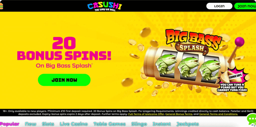 Casushi Casino Homepage