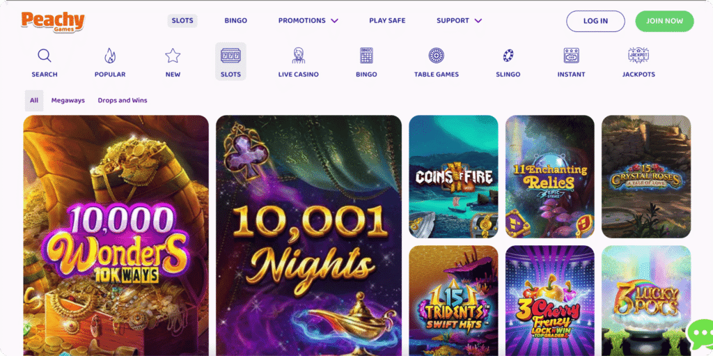 Peachy Games Casino Games Lobby