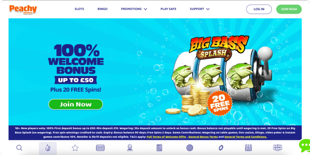 Peachy Games Casino Homepage