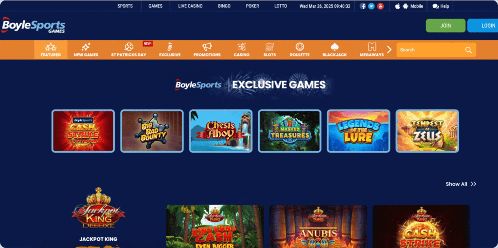 BoyleSports Casino Lobby