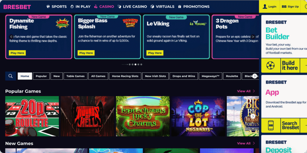 BresBet Casino Games Lobby
