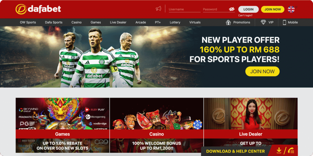 Dafabet Casino Homepage