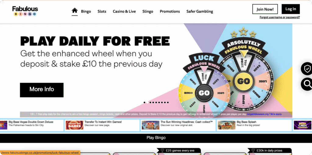 Fabulous Bingo Casino Homepage