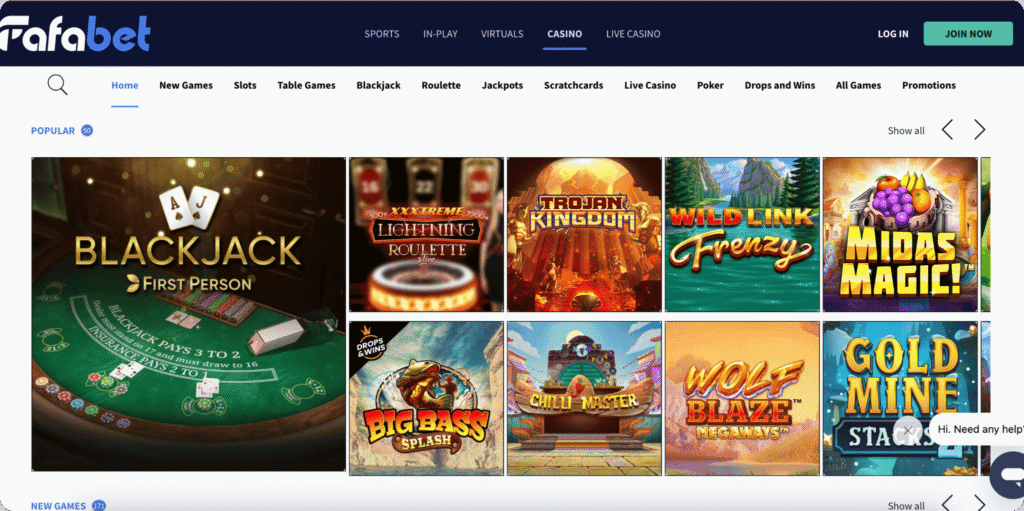 Fafabet Casino Games Lobby