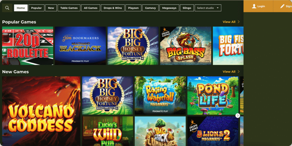 Gentleman Jim Casino Games Lobby