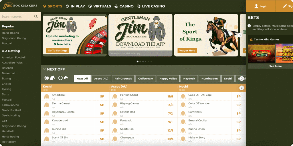 Gentleman Jim Casino & Sportsbook Homepage