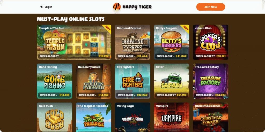 Happy Tiger Casino Games Lobby