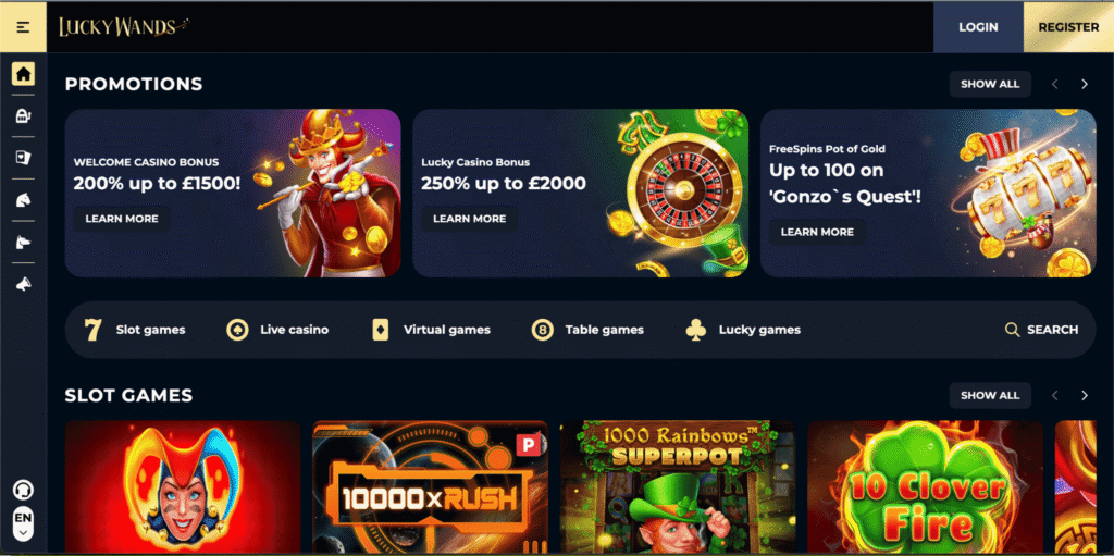Luckywands Casino Homepage