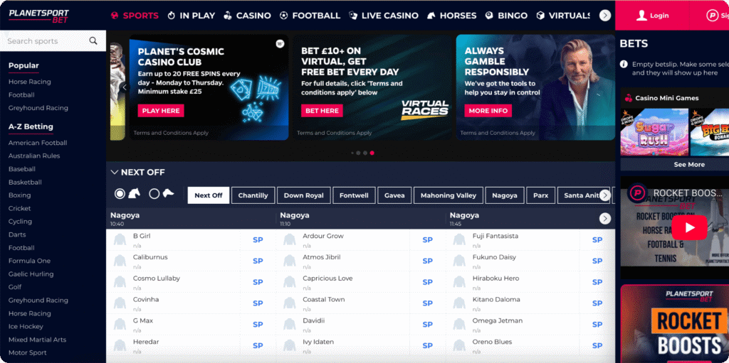 Planet Sport Bet Casino Homepage