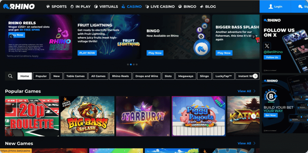 Rhino Bet Casino Games Lobby