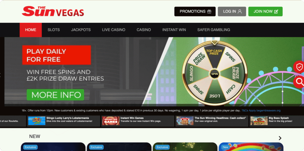 The Sun Vegas Casino Homepage