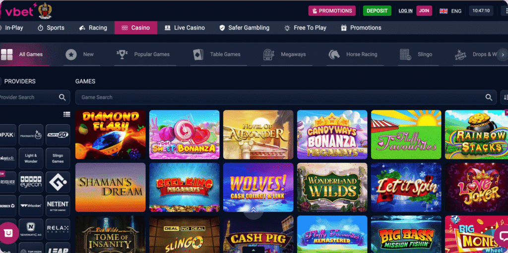 vbet Casino Games Lobby