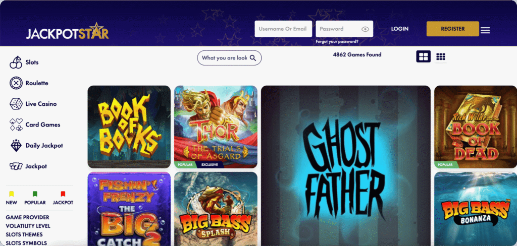 JackpotStar Casino Lobby