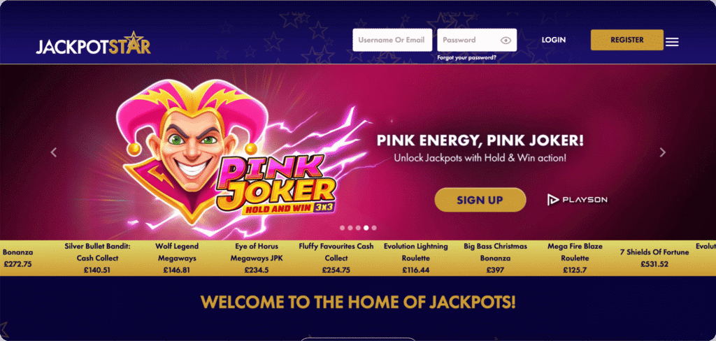 JackpotStar Homepage
