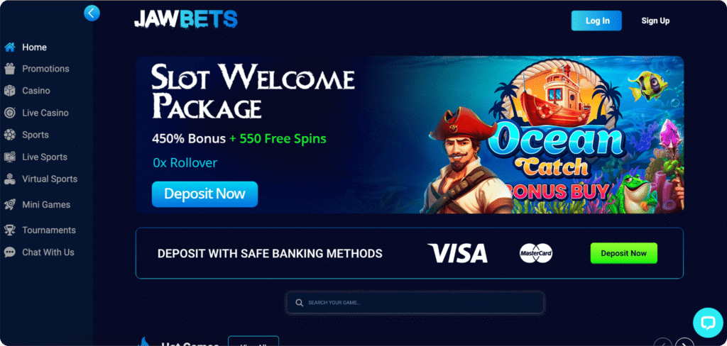 JawBets Casino Homepage