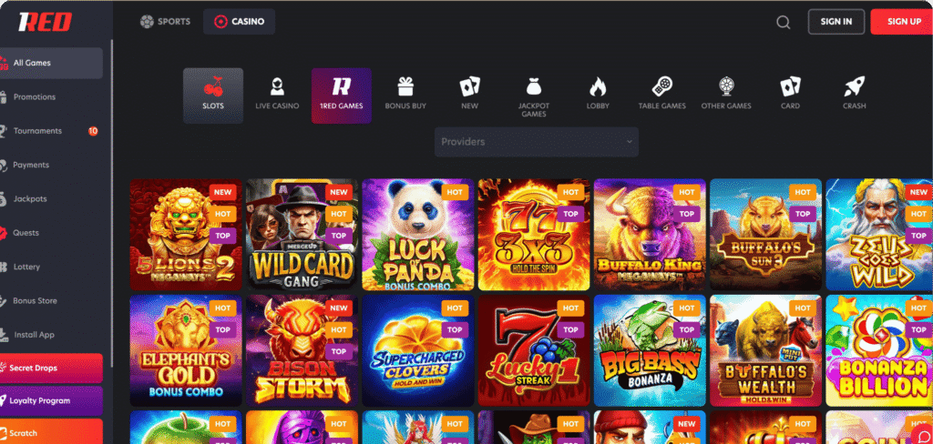 1Red Casino slots lobby