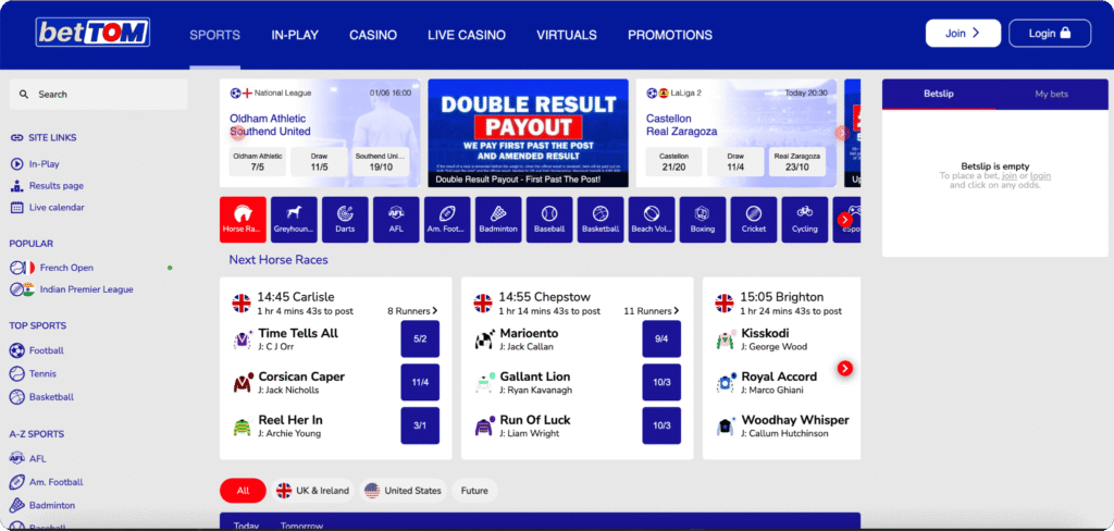 BetTom Casino Homepage