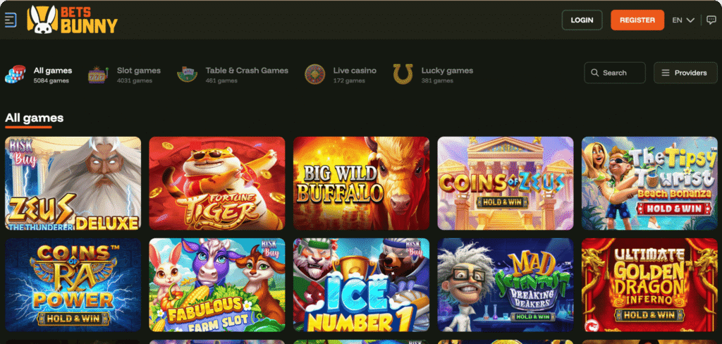 Bets Bunny Casino Lobby