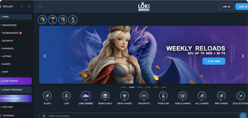 Loki Casino Homepage