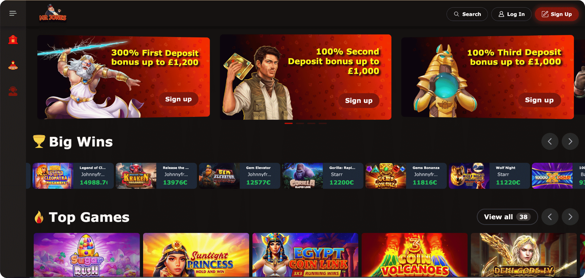 Mr Jones Casino Homepage