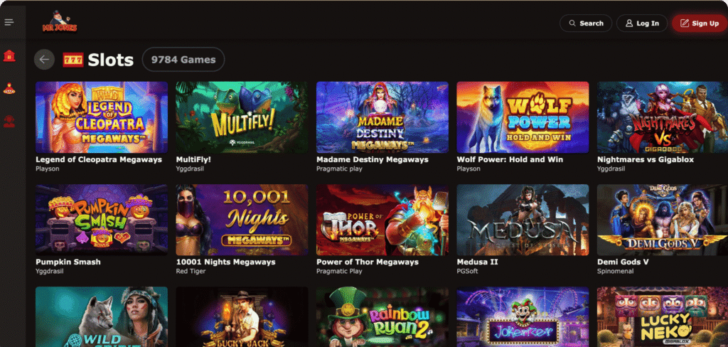 Mr Jones Casino Slots Lobby