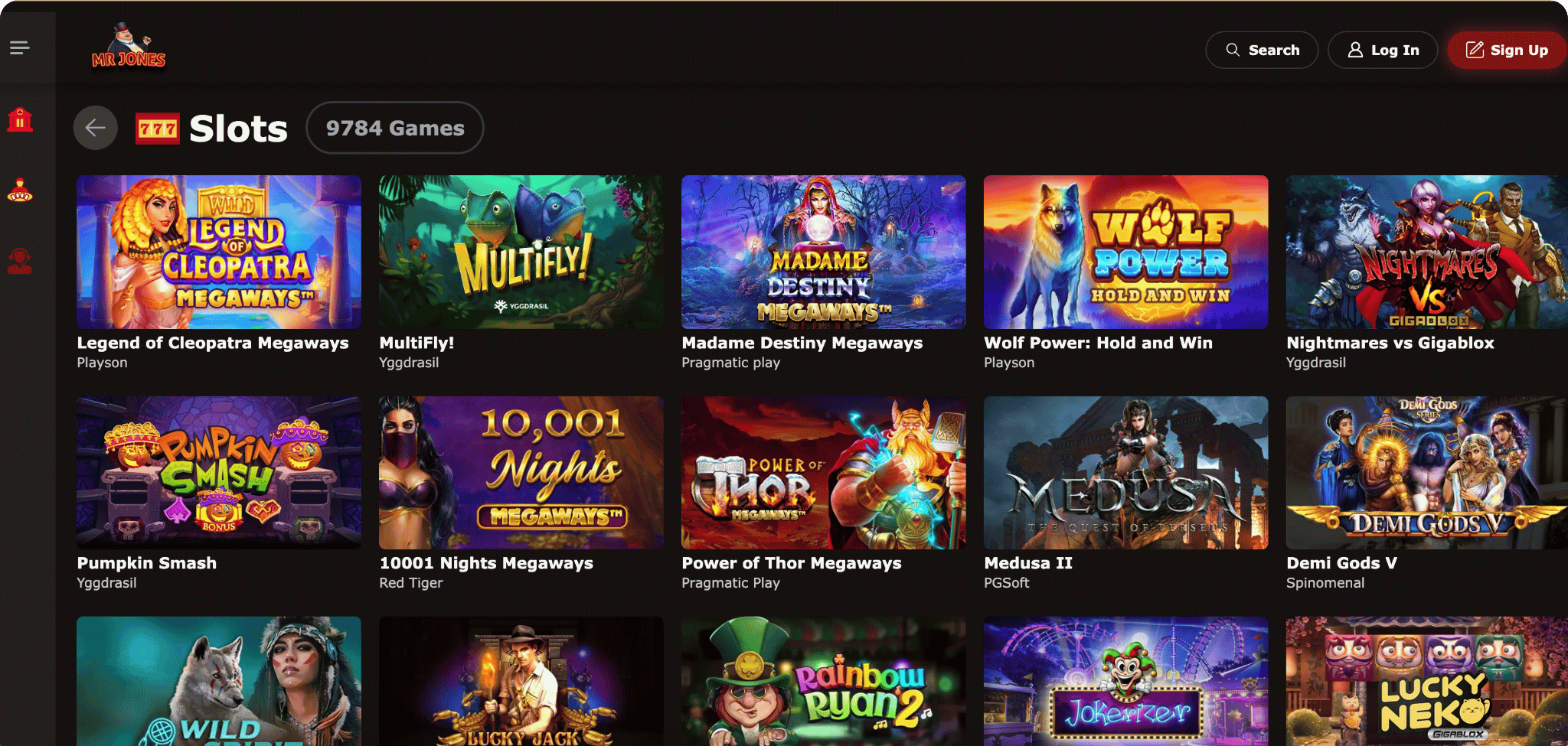 Mr Jones Casino Games Lobby