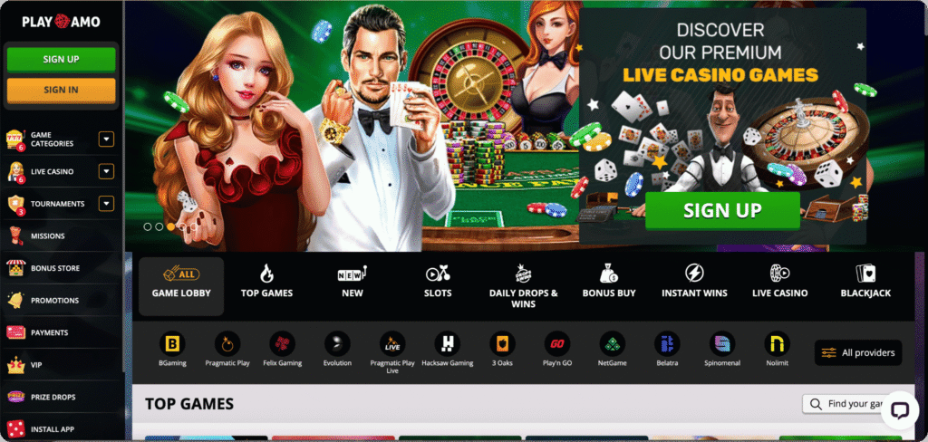 Playamo Casino Homepage