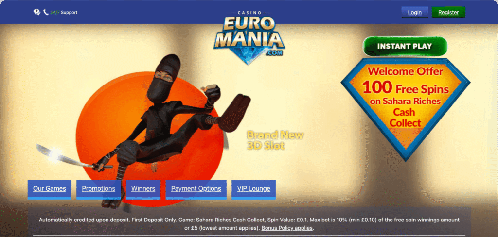 EuroMania Casino homepage