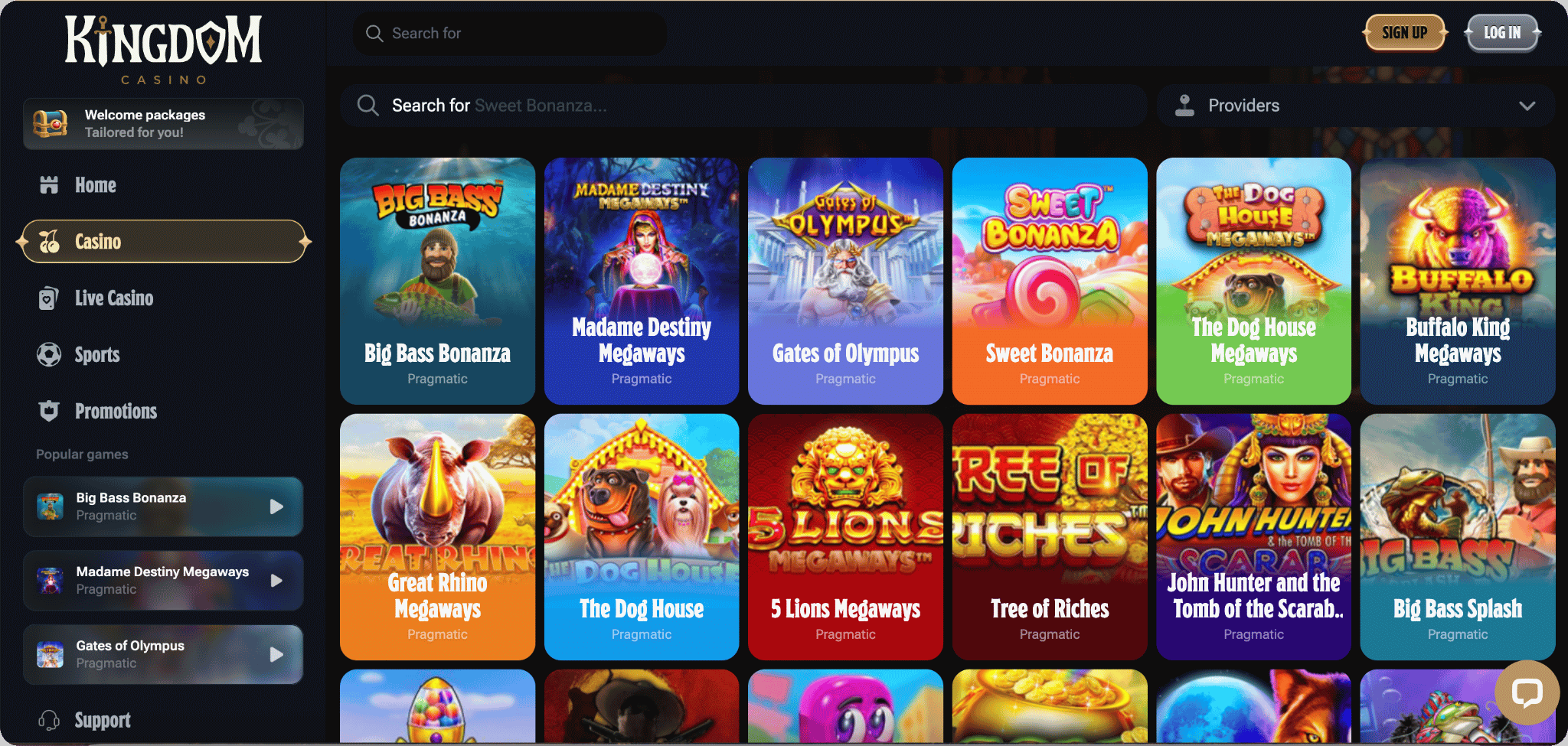 Kingdom Casino Games Lobby