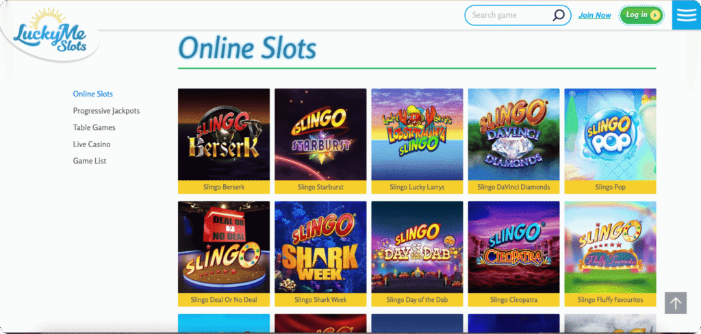 LuckyMe Slots Casino slots lobby
