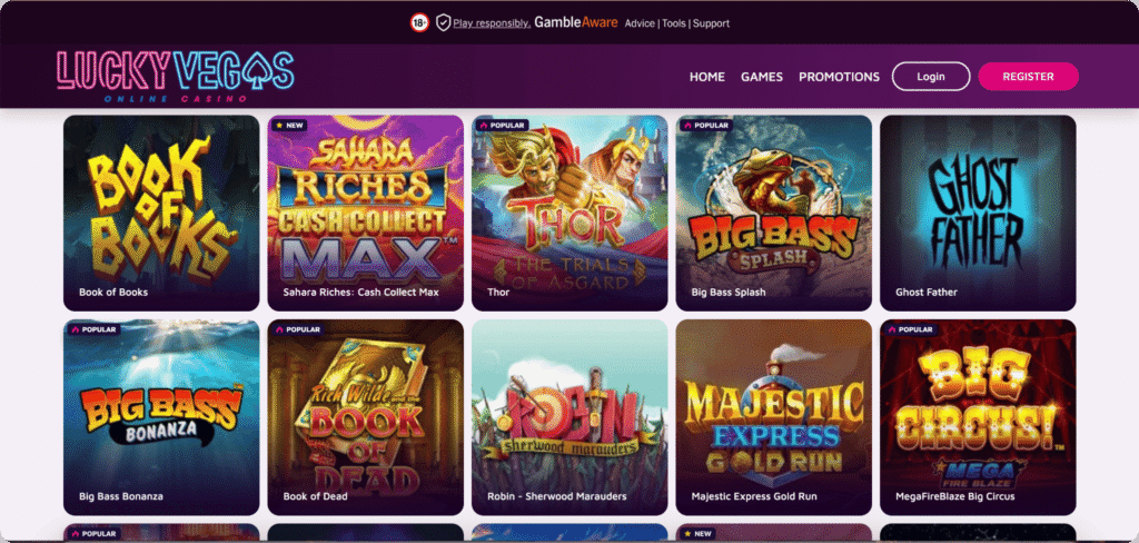 Luckyvegas Casino Slots Lobby