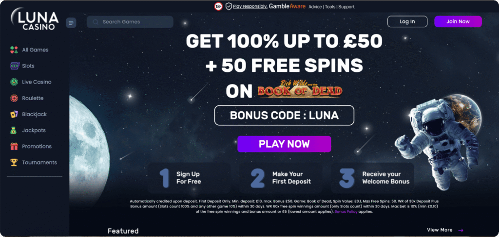 Luna Casino Homepage