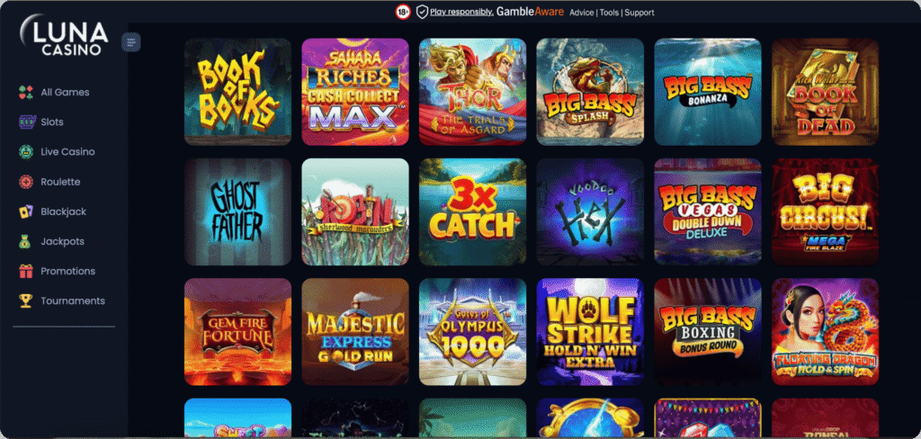 Luna Casino Slots Lobby