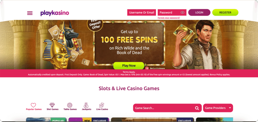 Play Kasino Casino homepage