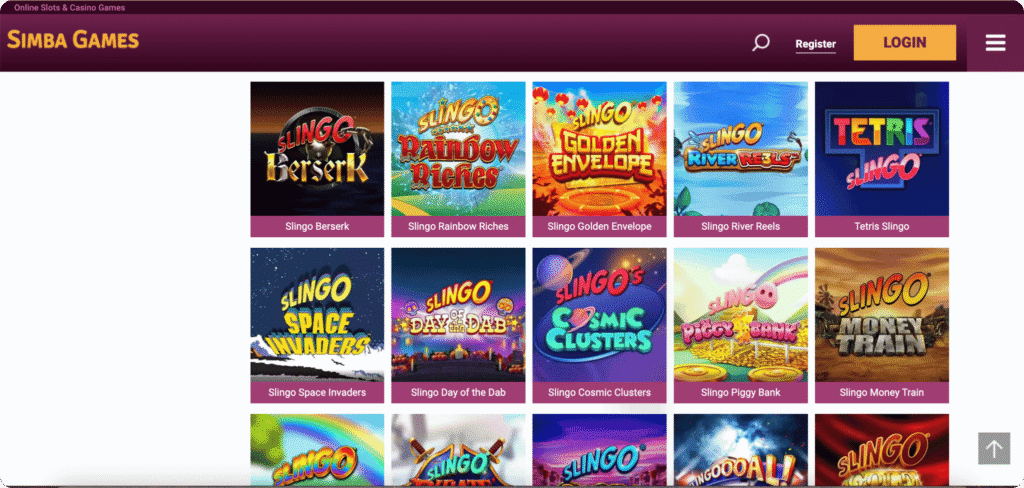 Simba Games Casino games