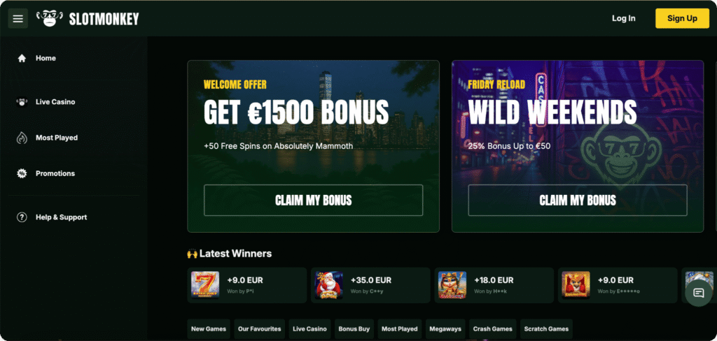 Slotmonkey Casino Homepage