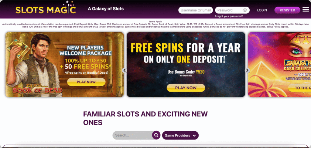 Slots Magic Casino Homepage