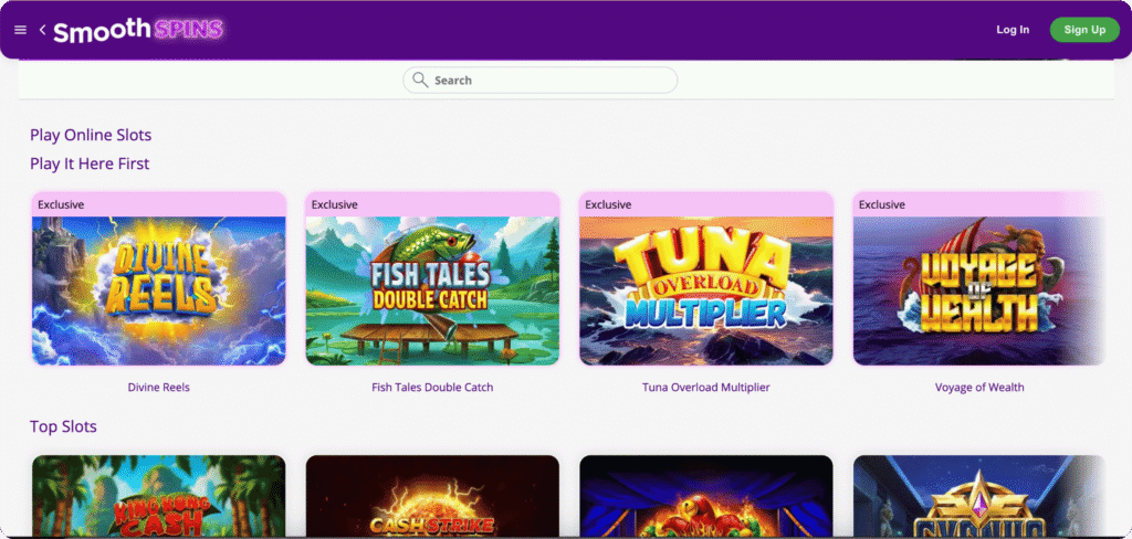 Smooth Spins Casino Slots Lobby