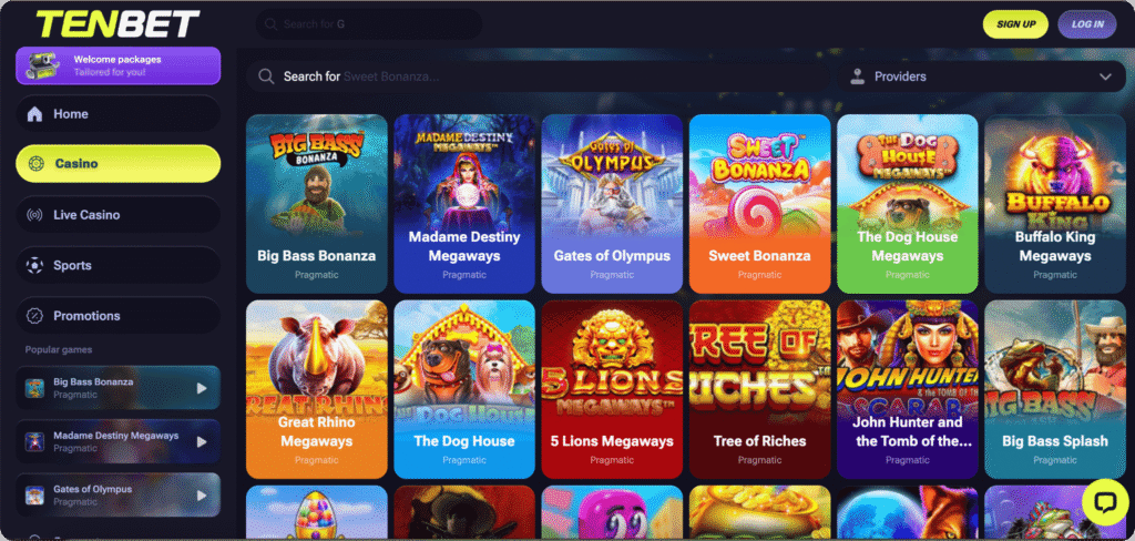 Tenbet Casino Slots Lobby