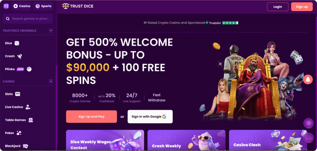 TrustDice Casino Homepage