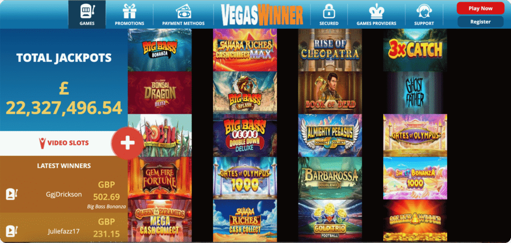 VegasWinner Casino Slots Lobby