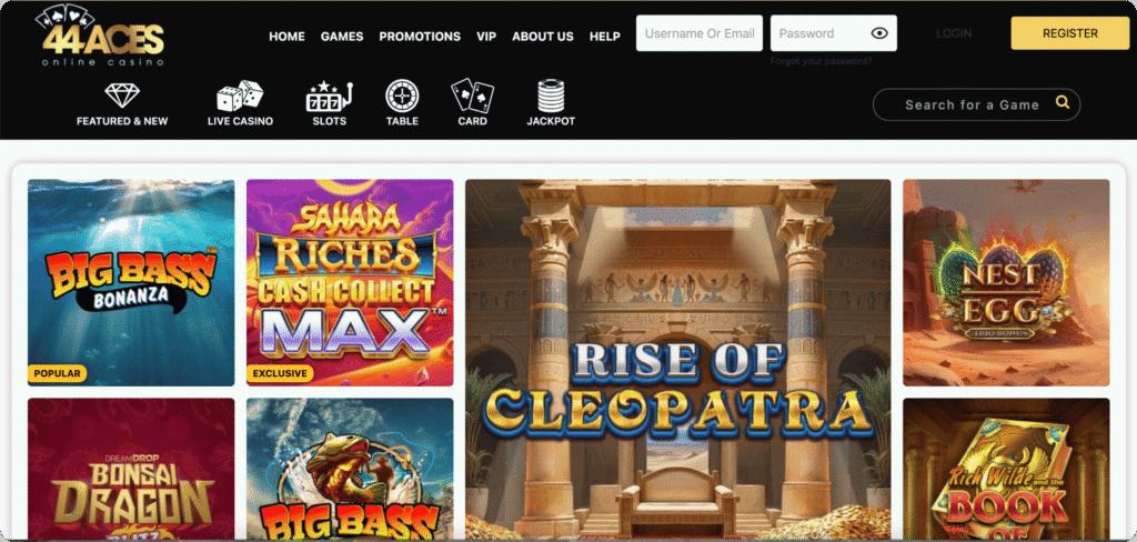 44Aces Casino Slots Lobby