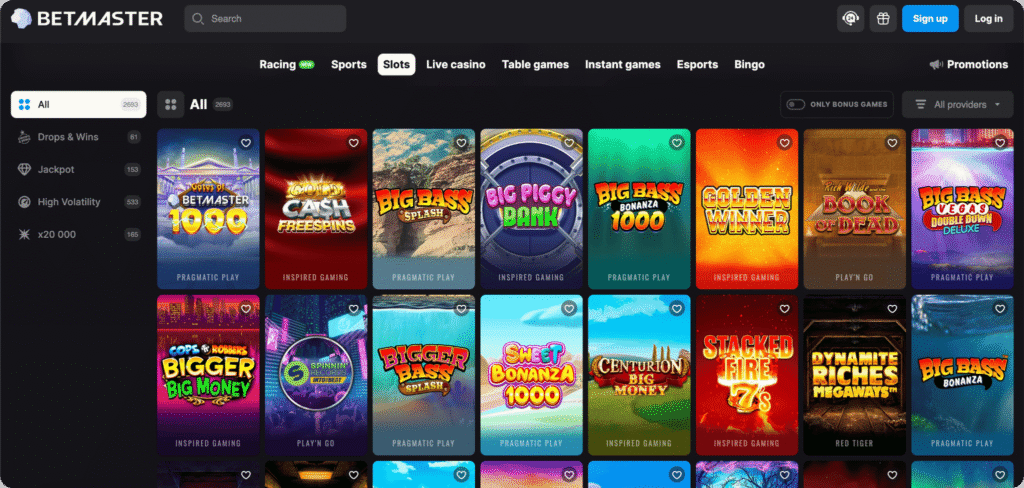 Betmaster Casino Slots Lobby