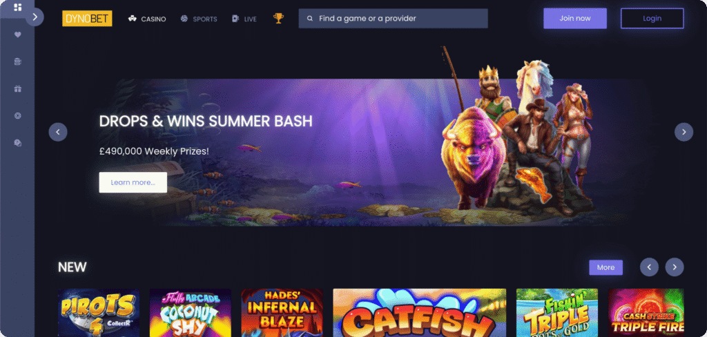 Dynobet Casino Homepage