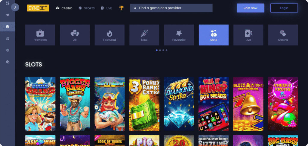 Dynobet Casino Slots Lobby