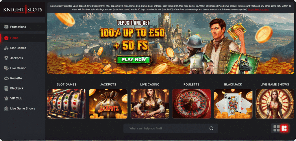 KnightSlots Casino homepage