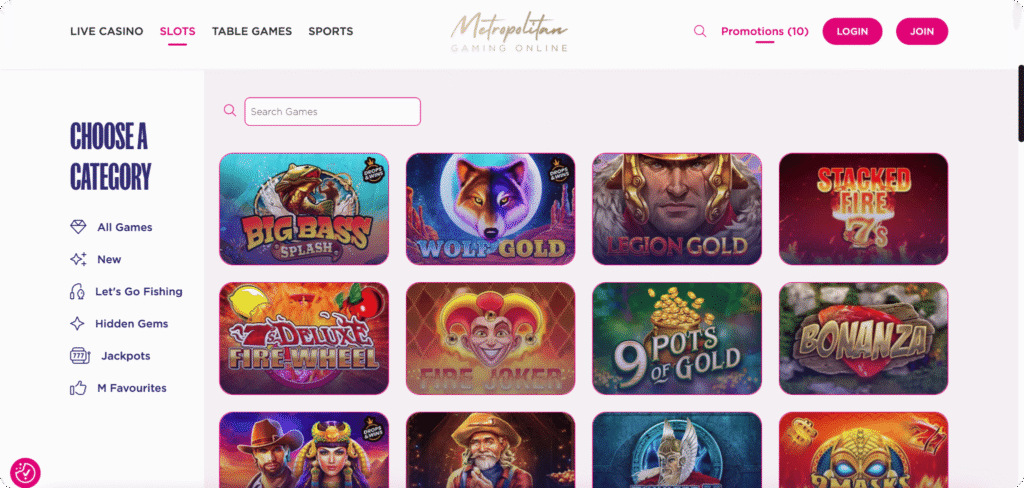 Metropolitan Gaming Casino Slots Lobby