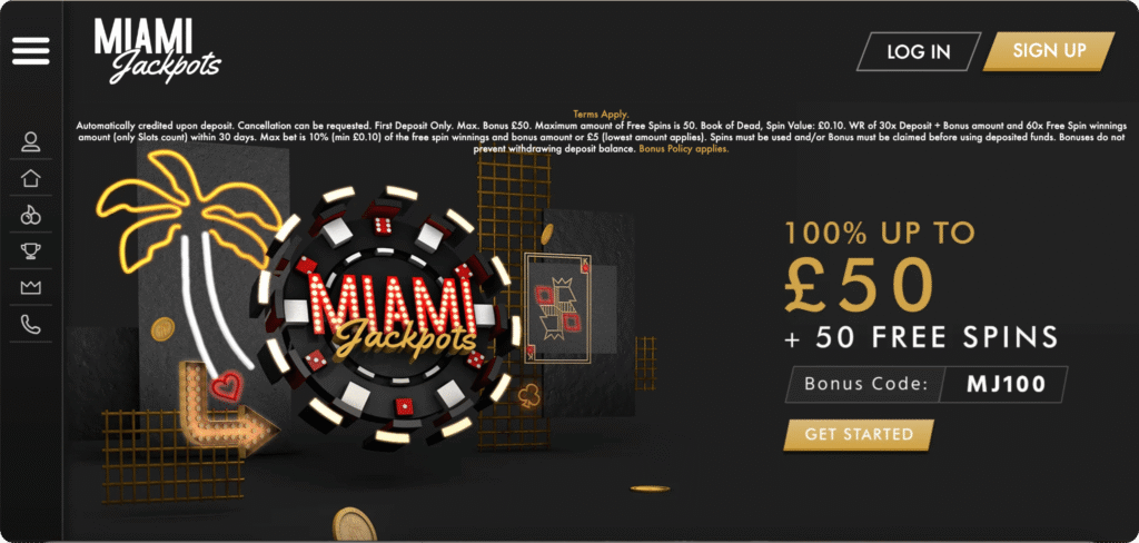 Miami Jackpots Casino Homepage